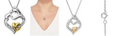 Macy's Mother and Infant Diamond Pendant Necklace in 14k Gold and Sterling Silver (1/10 ct. t.w.)